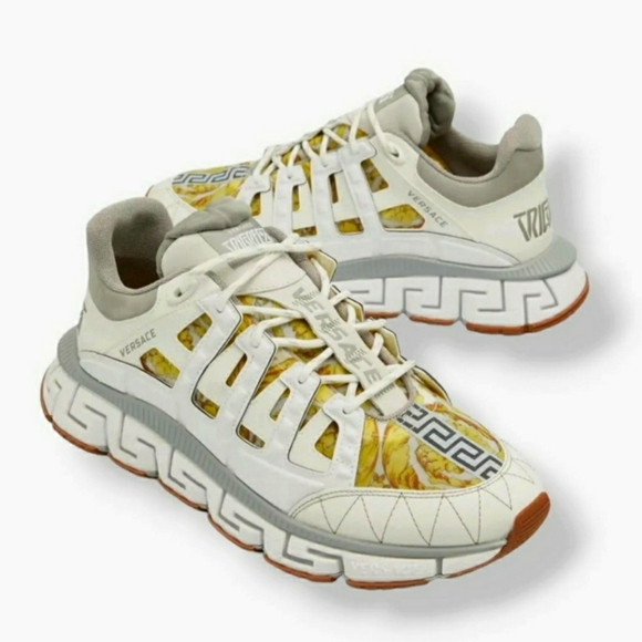 Versace Men's White Trigreca Lace Up Low-Top Sneaker US 12/EU 45 - Picture 3 of 8